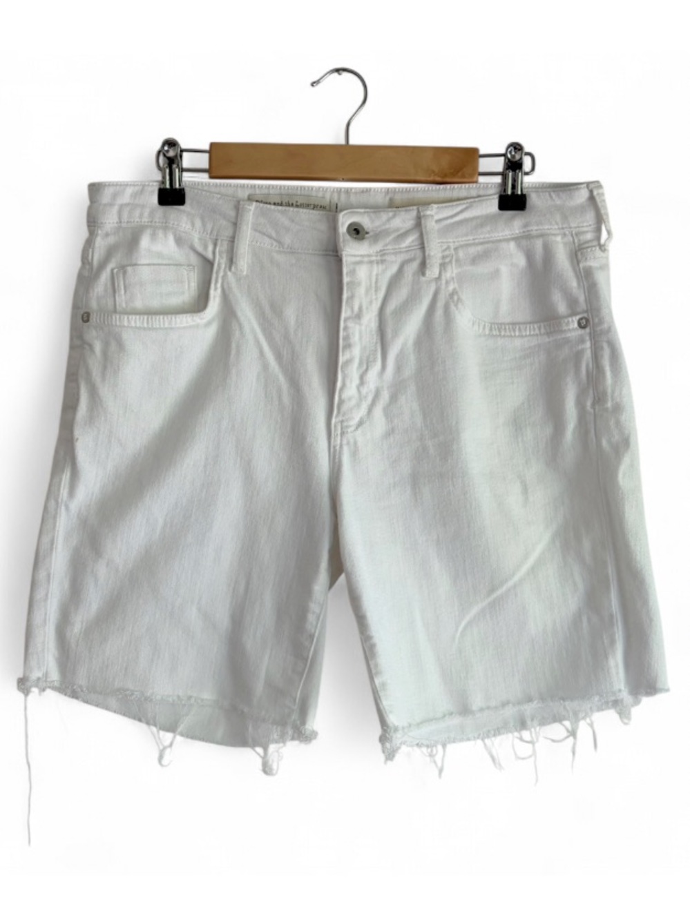 Pilcro Anthropologie High Rise Slim White Cut Off Denim Shorts Size 32